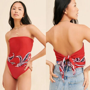 Red Strapless Women Top